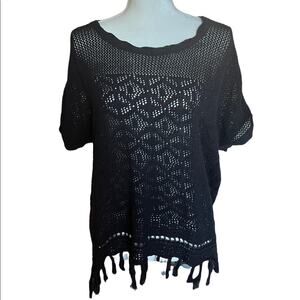 Torrid black crochet fringe blouse size 0X 10